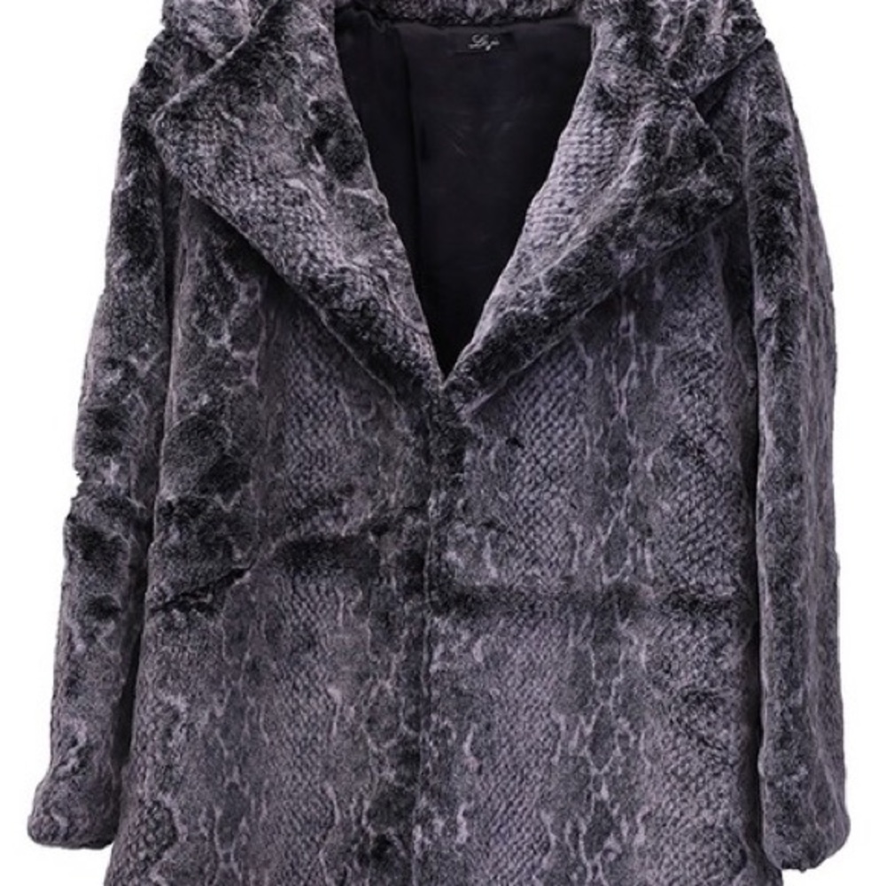 Snake / Python / Animal Print Fx Fur Fashion Coat - Picture 6 of 9